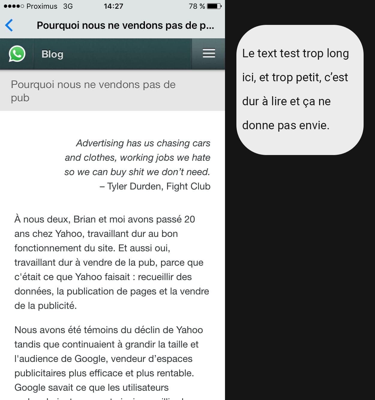Pourquoi ils ne vendent pas de pub