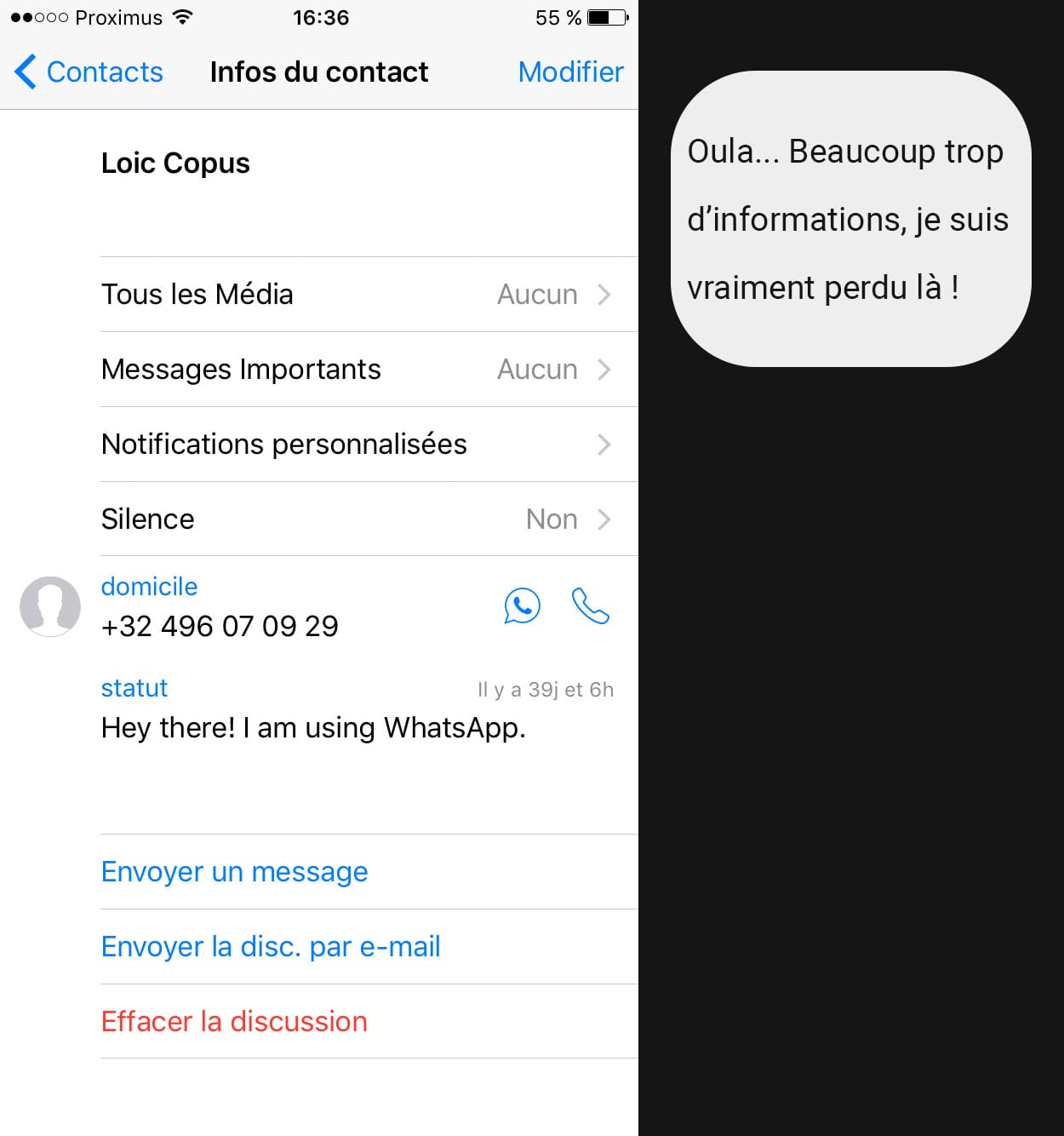 Une page contact