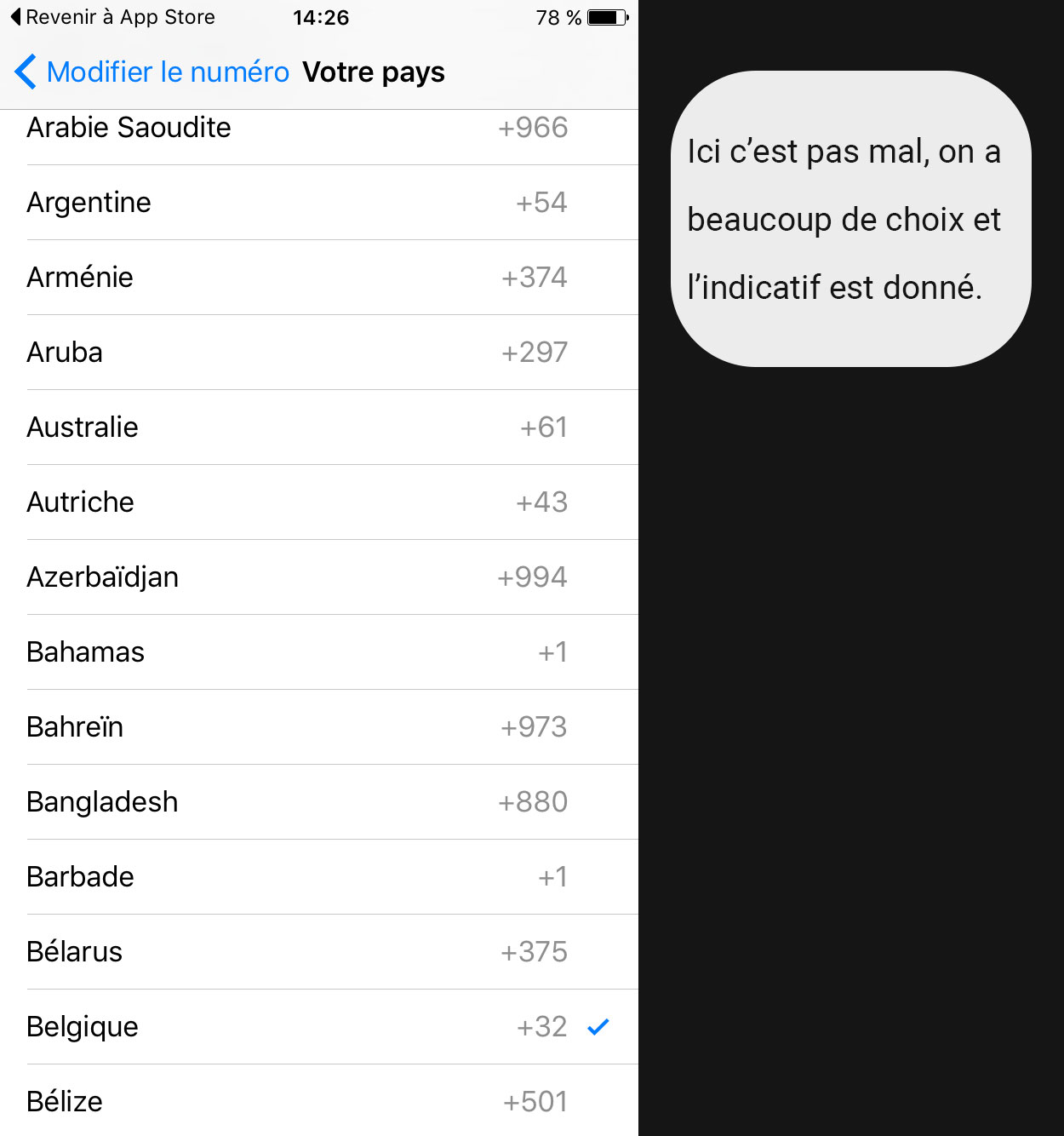 Selectionner son pays