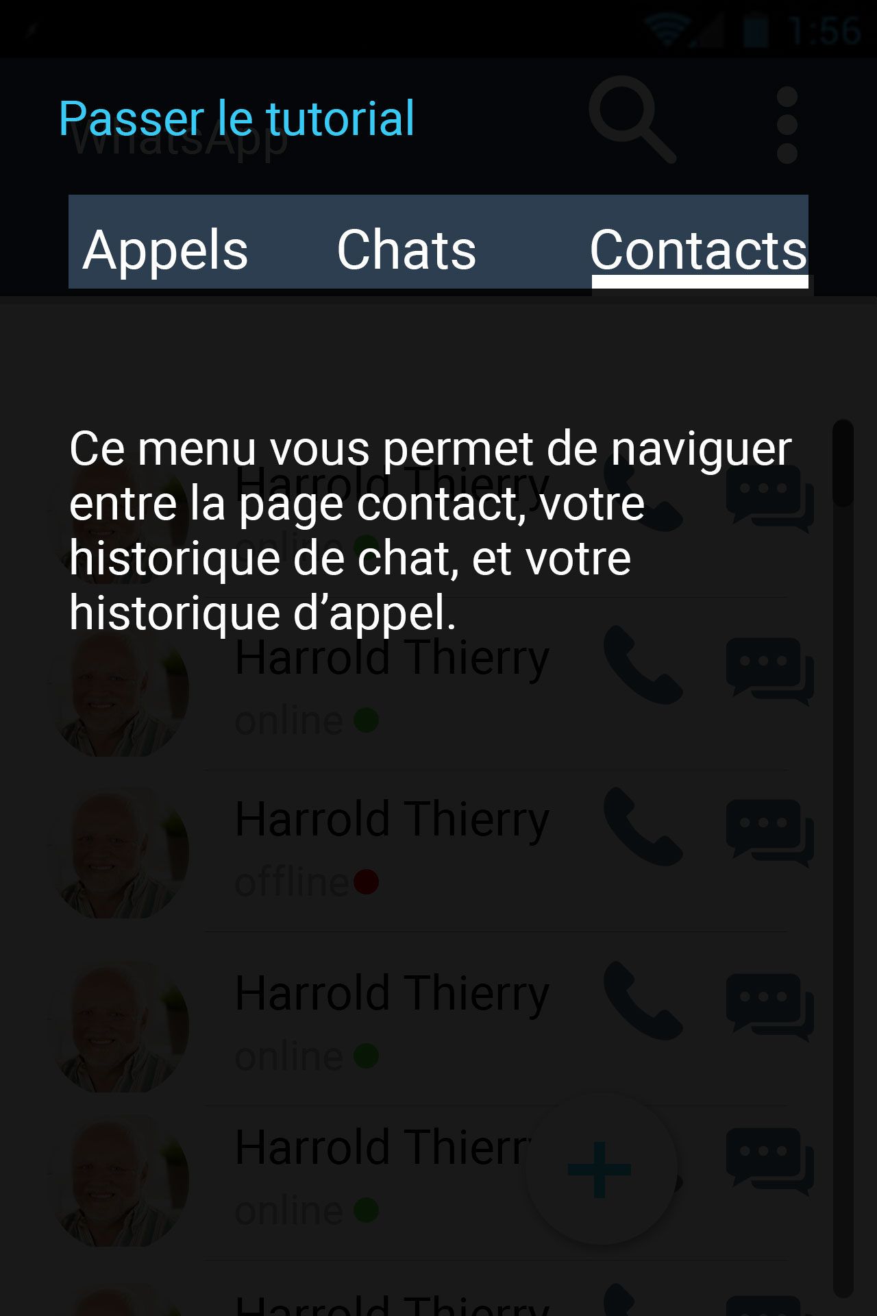 Tutorial menu